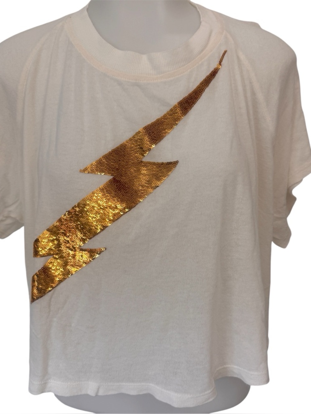 Wild Fox Lightning Bolt Tee Gold Sequin